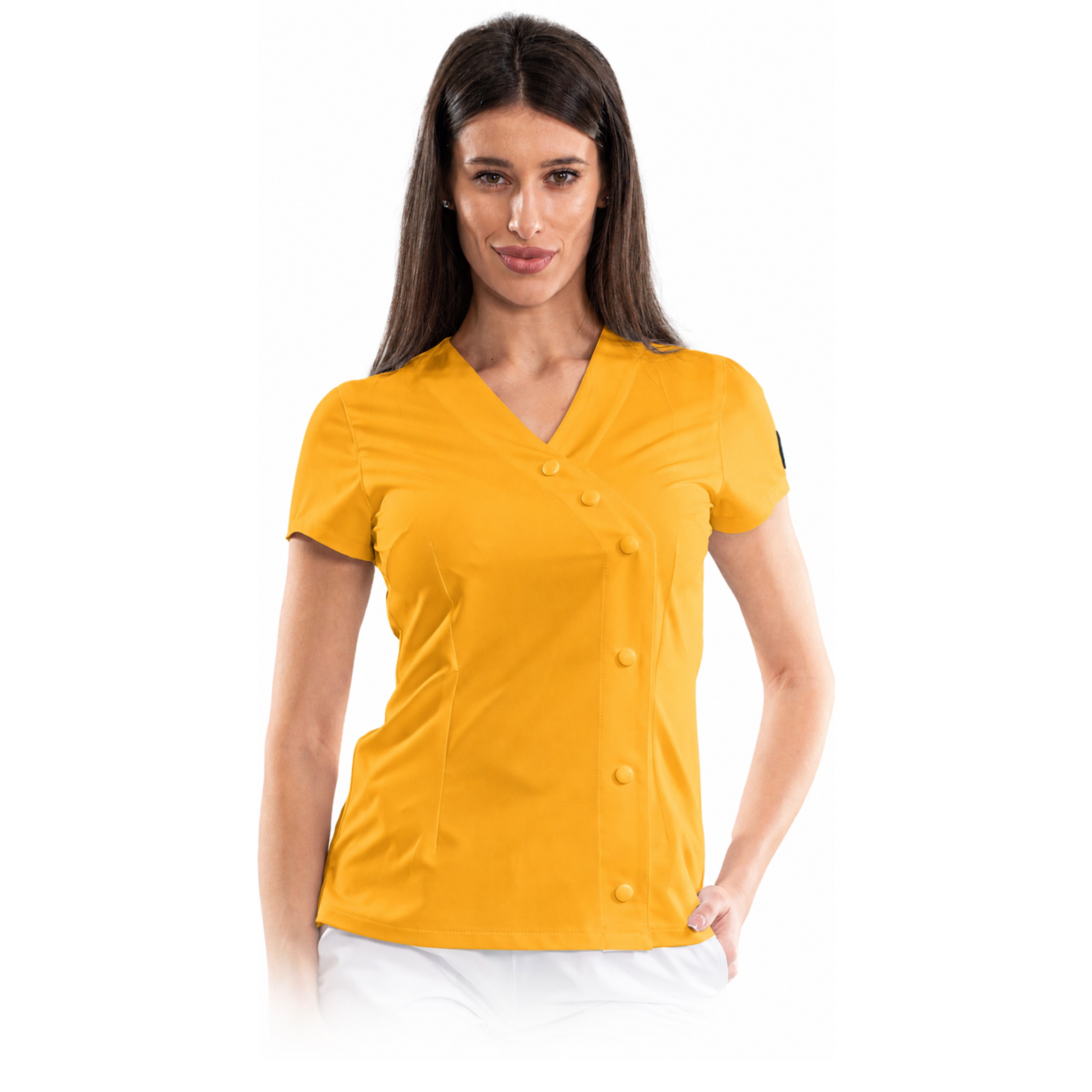 Elegance women’s medical blouse with asymmetrical closure