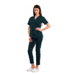 Relax Fit women’s medical blouse with crossover V-neckline and kangaroo pocket