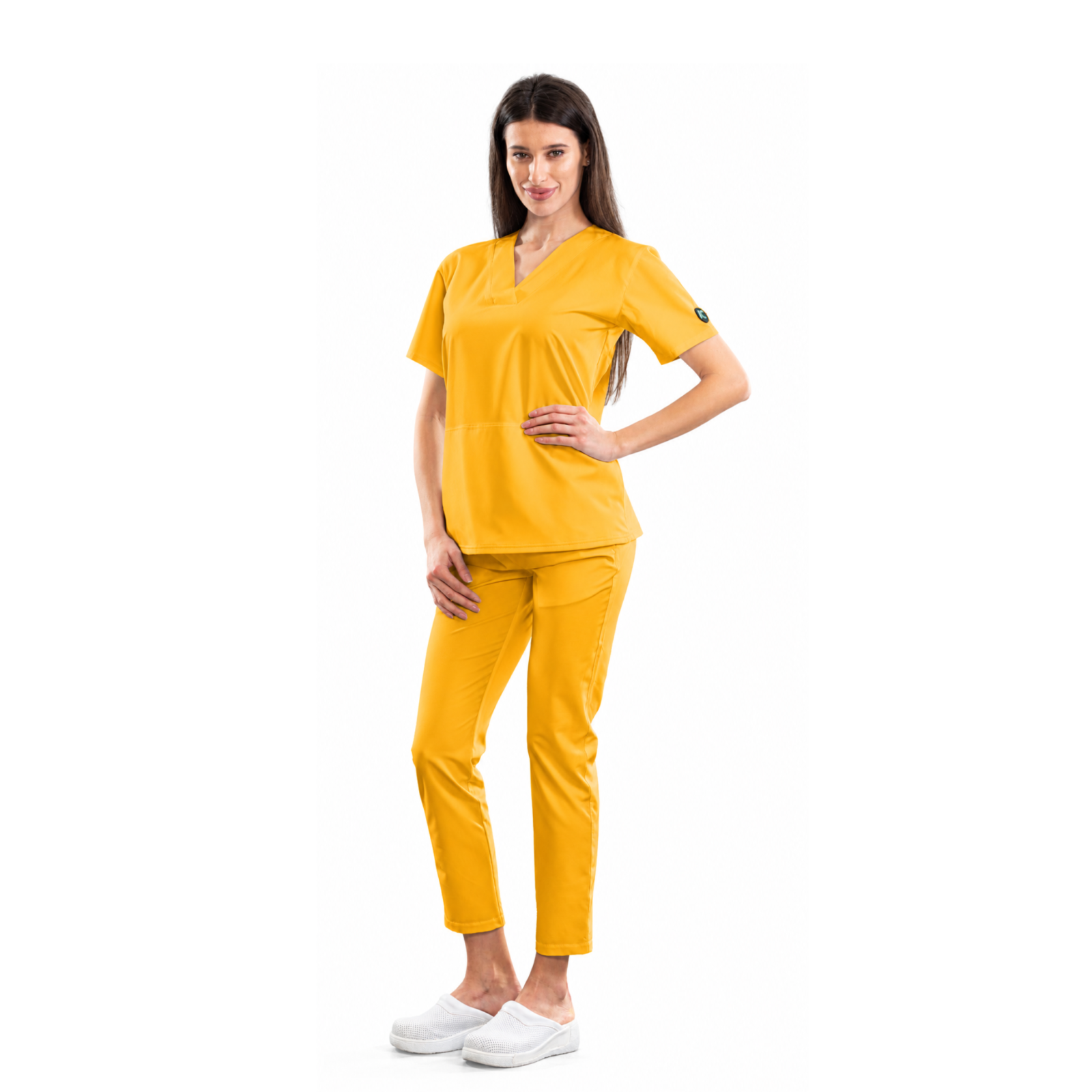 Relax Fit women’s medical blouse with crossover V-neckline and kangaroo pocket