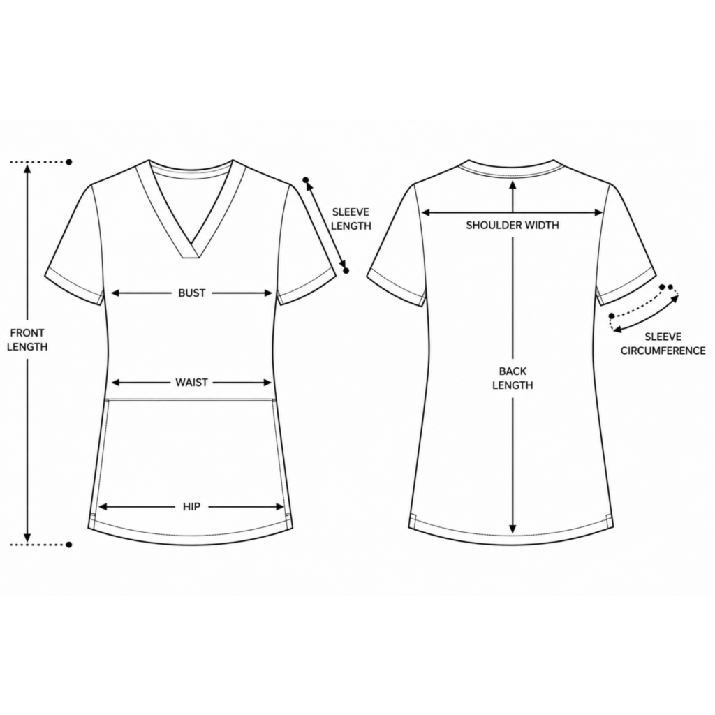 Relax Fit women’s medical blouse with crossover V-neckline and kangaroo pocket