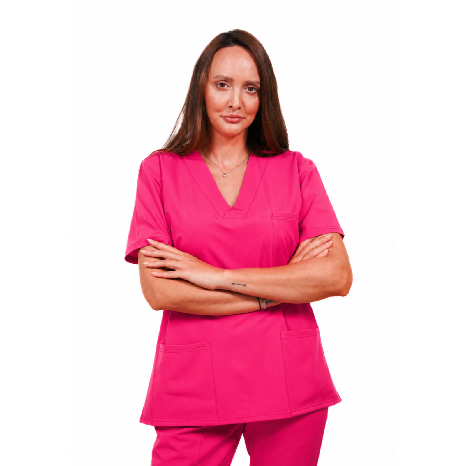 Relax Fit women’s medical blouse with crossover V-Neckline and 3 pockets