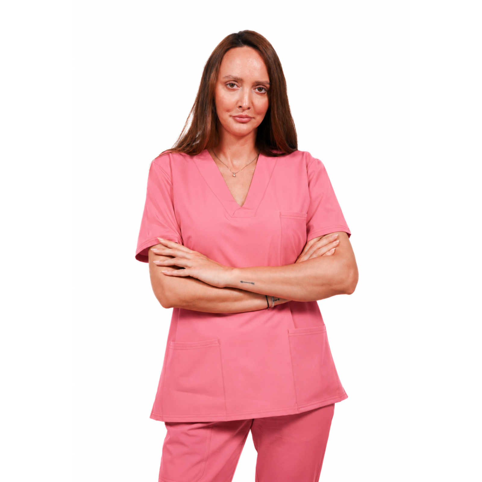 Relax Fit women’s medical blouse with crossover V-Neckline and 3 pockets