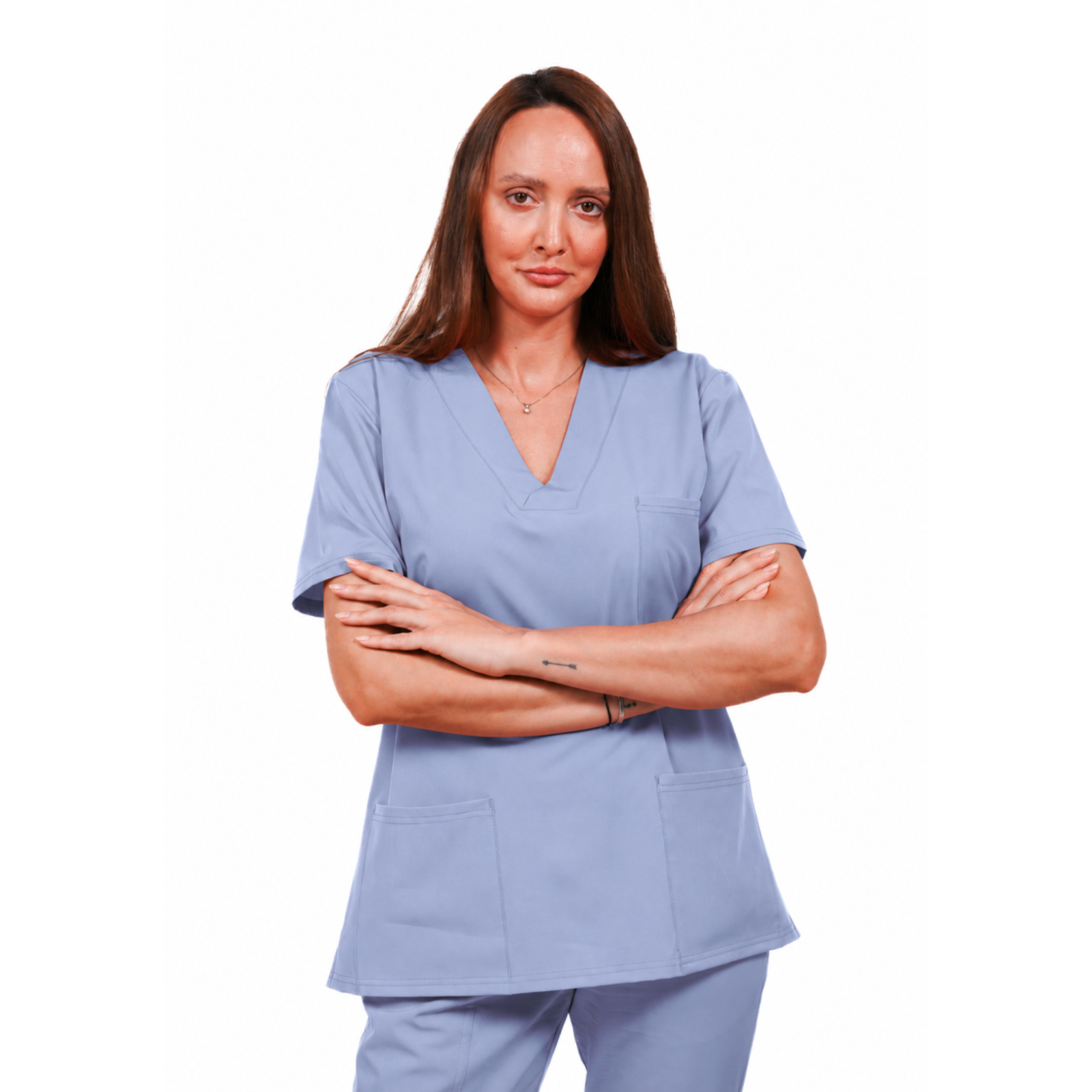 Relax Fit women’s medical blouse with crossover V-Neckline and 3 pockets