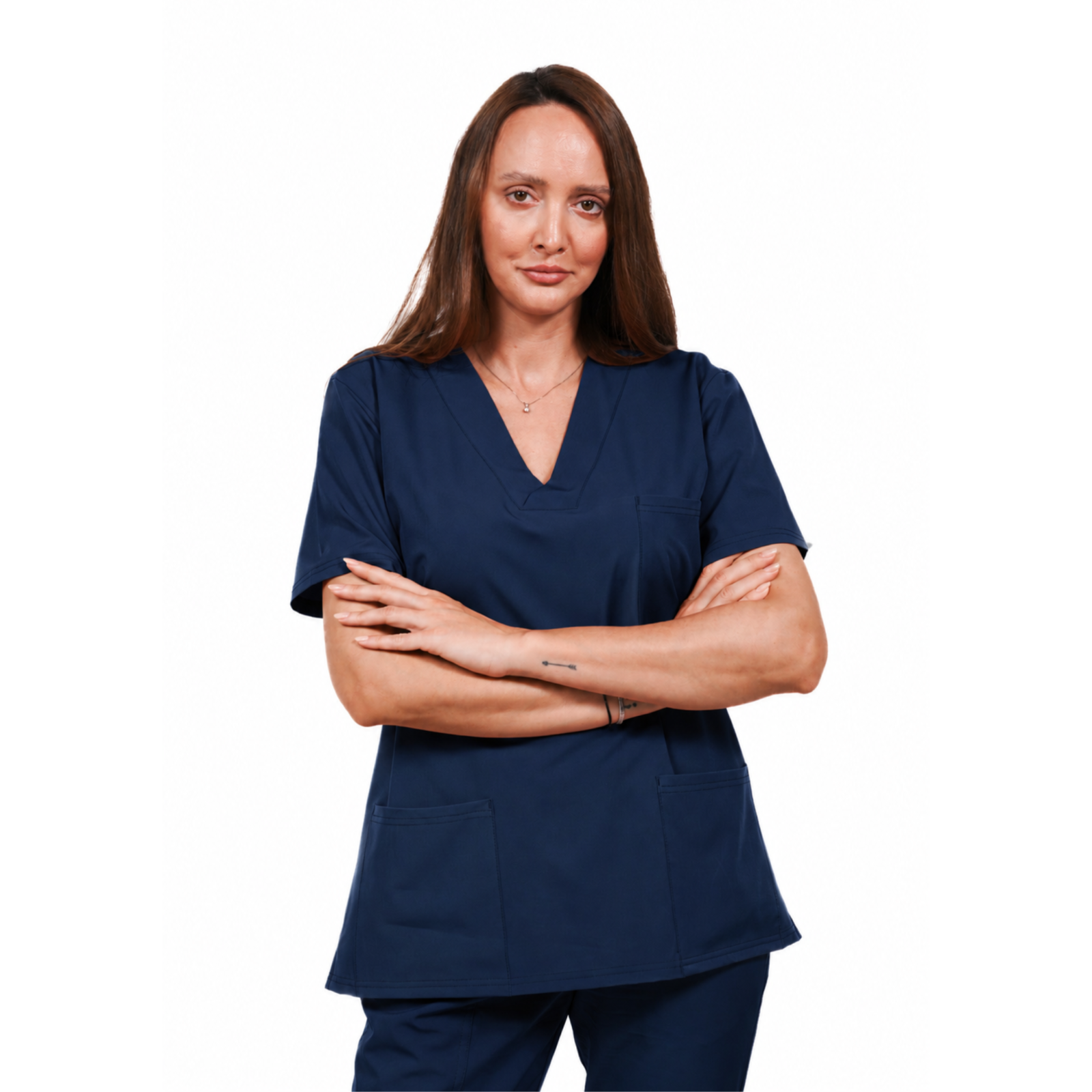 Relax Fit women’s medical blouse with crossover V-Neckline and 3 pockets