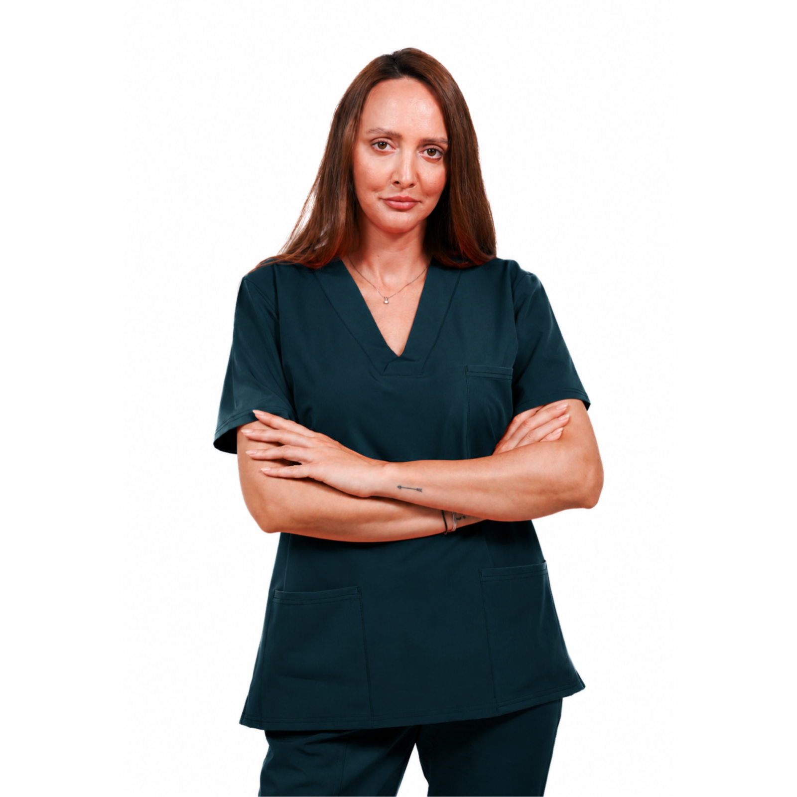 Relax Fit women’s medical blouse with crossover V-Neckline and 3 pockets