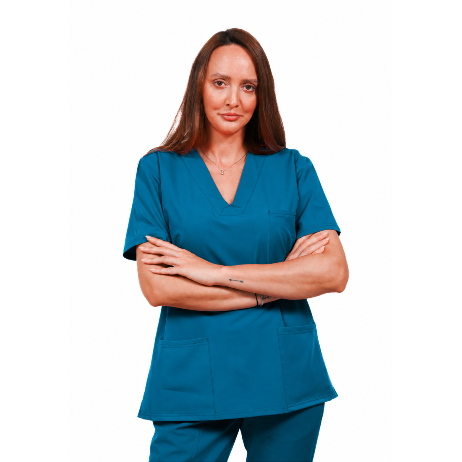 Relax Fit women’s medical blouse with crossover V-Neckline and 3 pockets