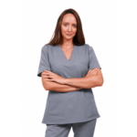 Relax Fit women’s medical blouse with crossover V-Neckline and 3 pockets