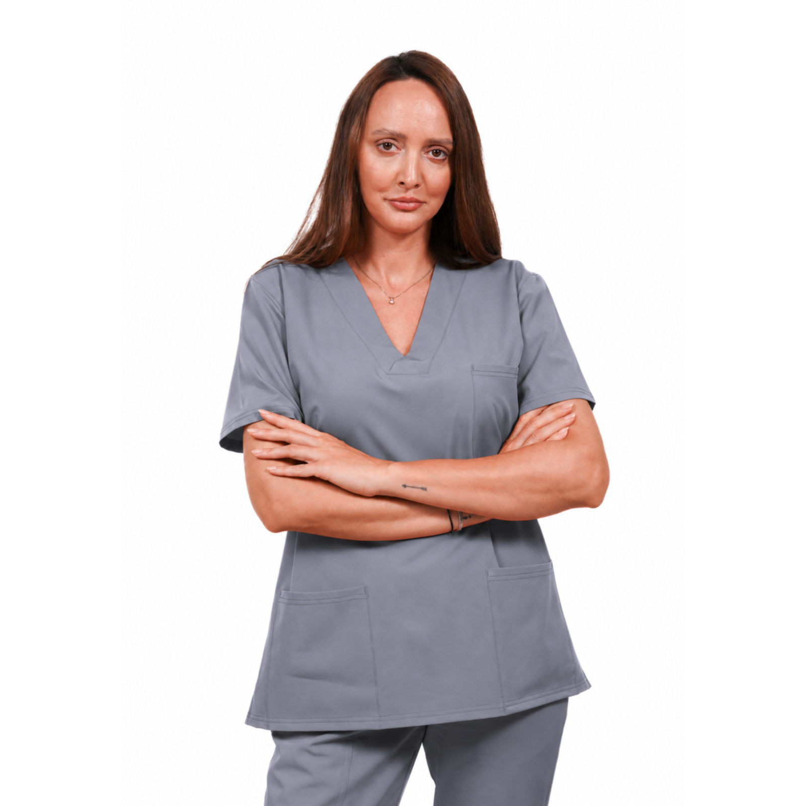 Relax Fit women’s medical blouse with crossover V-Neckline and 3 pockets