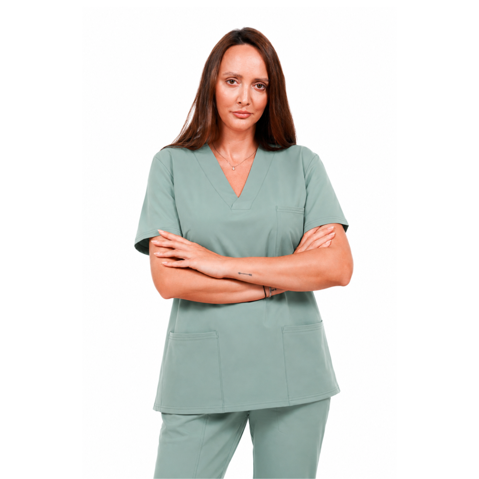 Relax Fit women’s medical blouse with crossover V-Neckline and 3 pockets
