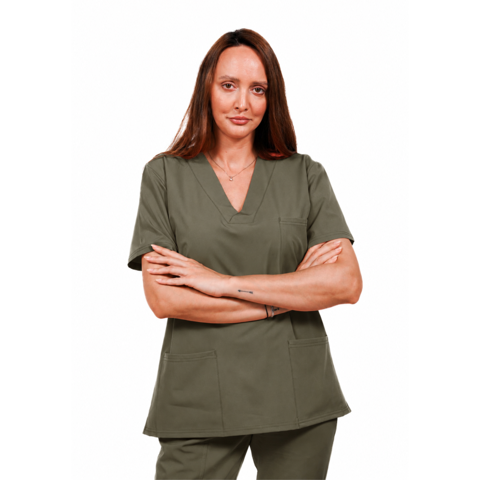 Relax Fit women’s medical blouse with crossover V-Neckline and 3 pockets