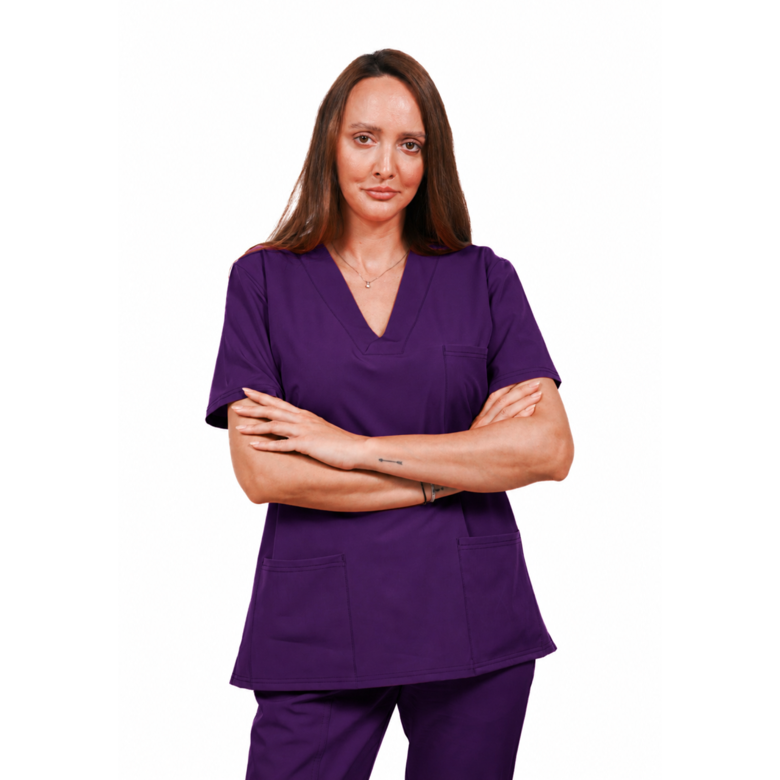 Relax Fit women’s medical blouse with crossover V-Neckline and 3 pockets
