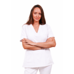 Relax Fit women’s medical blouse with crossover V-Neckline and 3 pockets