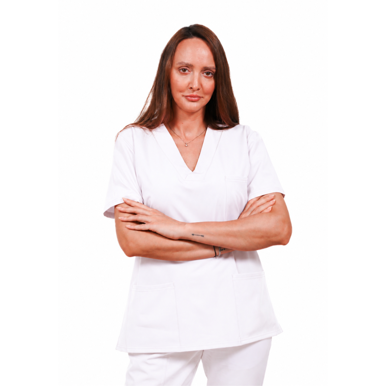 Relax Fit women’s medical blouse with crossover V-Neckline and 3 pockets