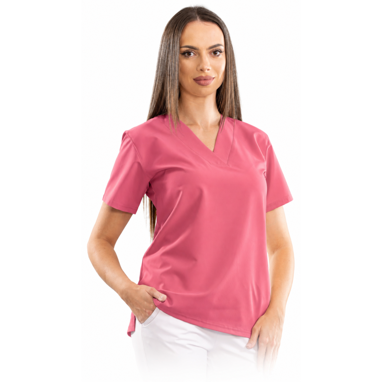 Women’s Relax Fit medical blouse with a deep V-neck