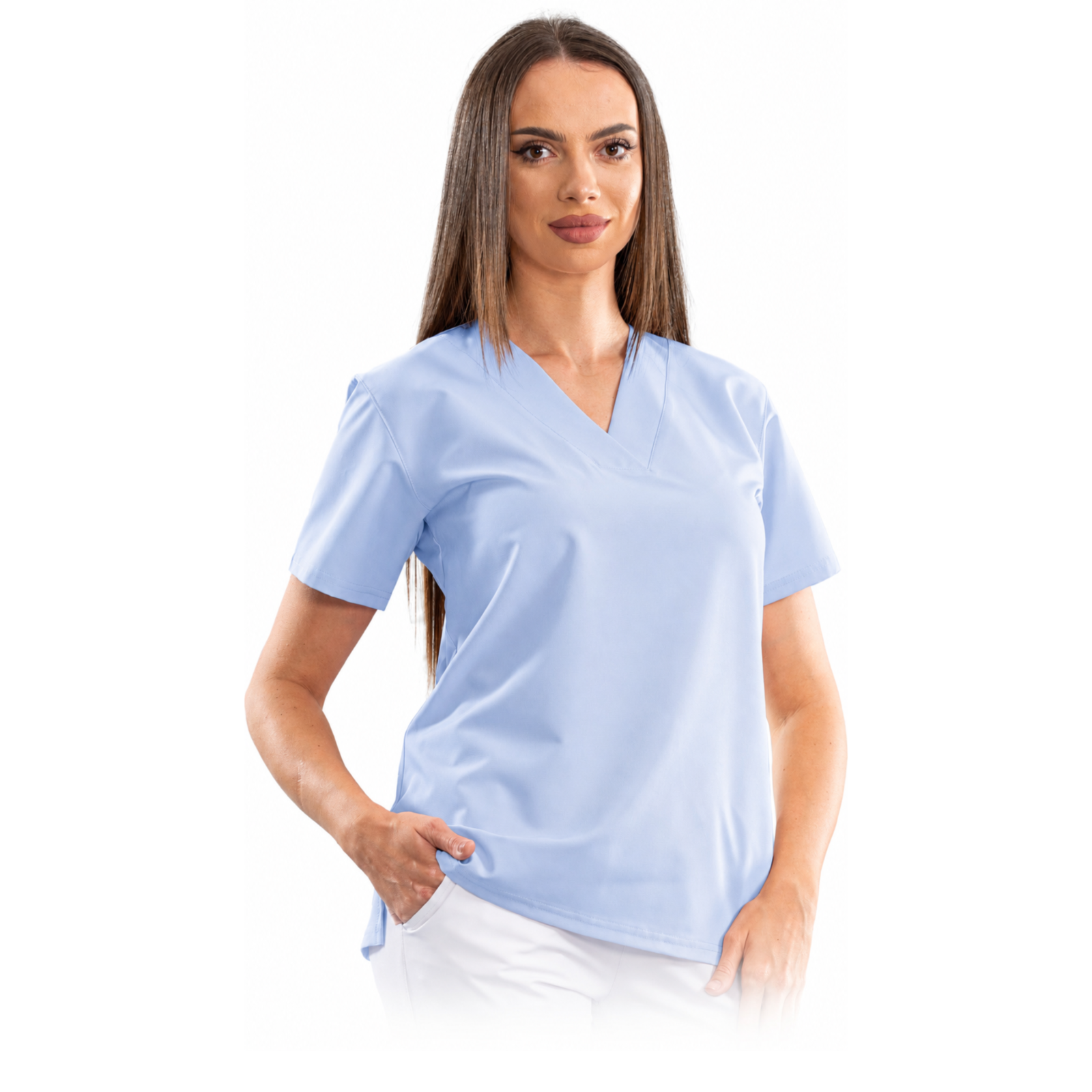 Women’s Relax Fit medical blouse with a deep V-neck