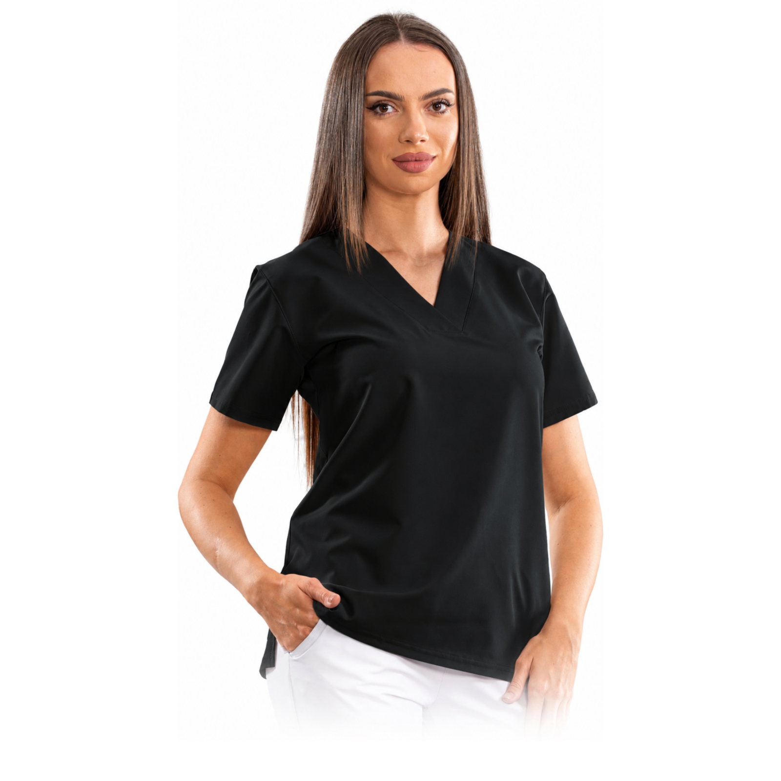 Women’s Relax Fit medical blouse with a deep V-neck