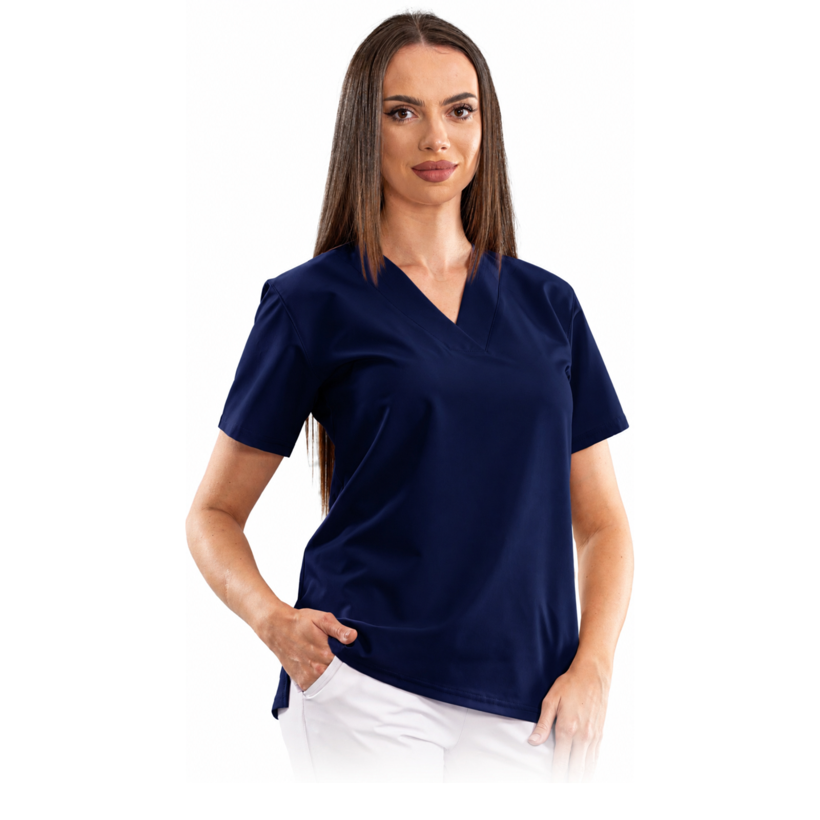 Women’s Relax Fit medical blouse with a deep V-neck