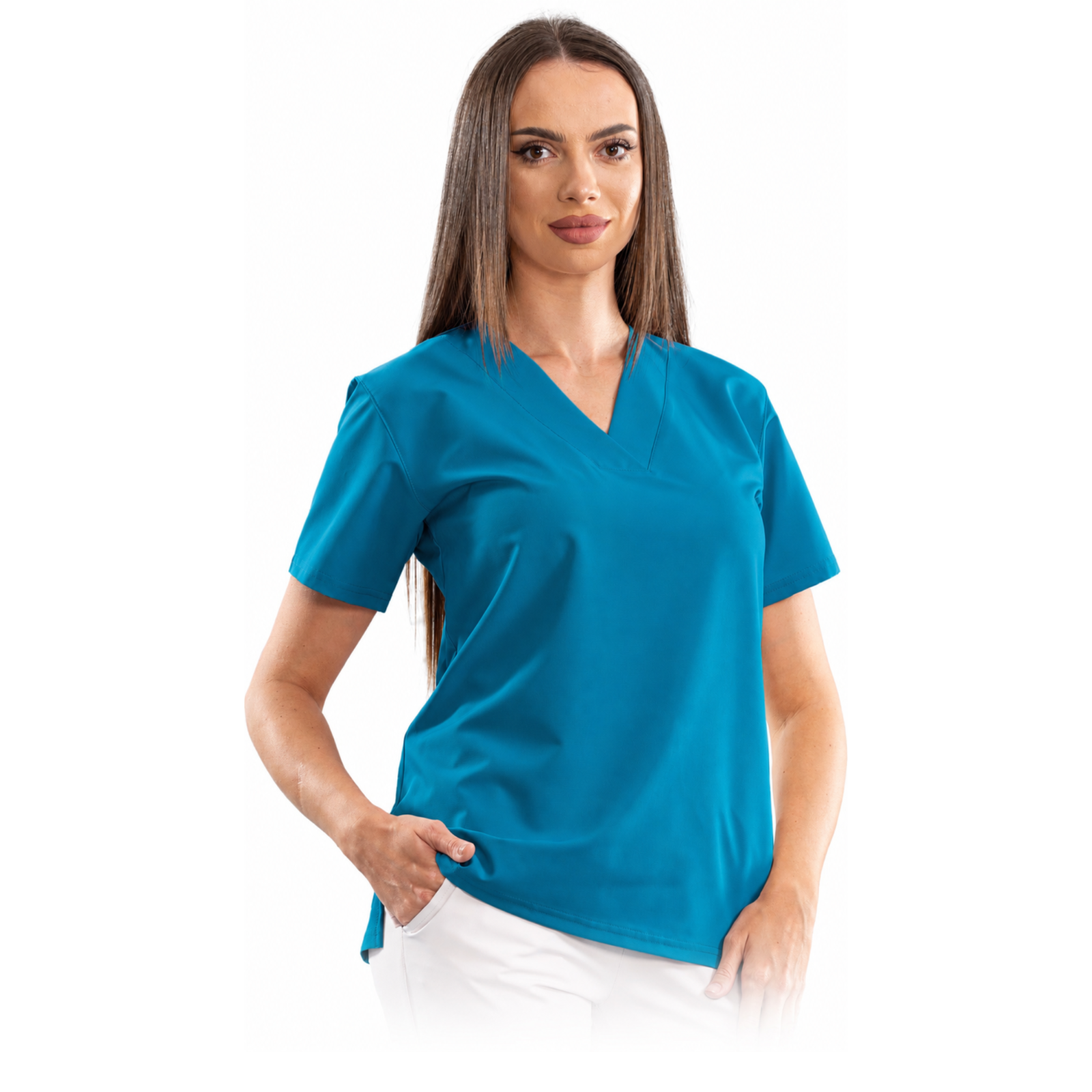 Women’s Relax Fit medical blouse with a deep V-neck