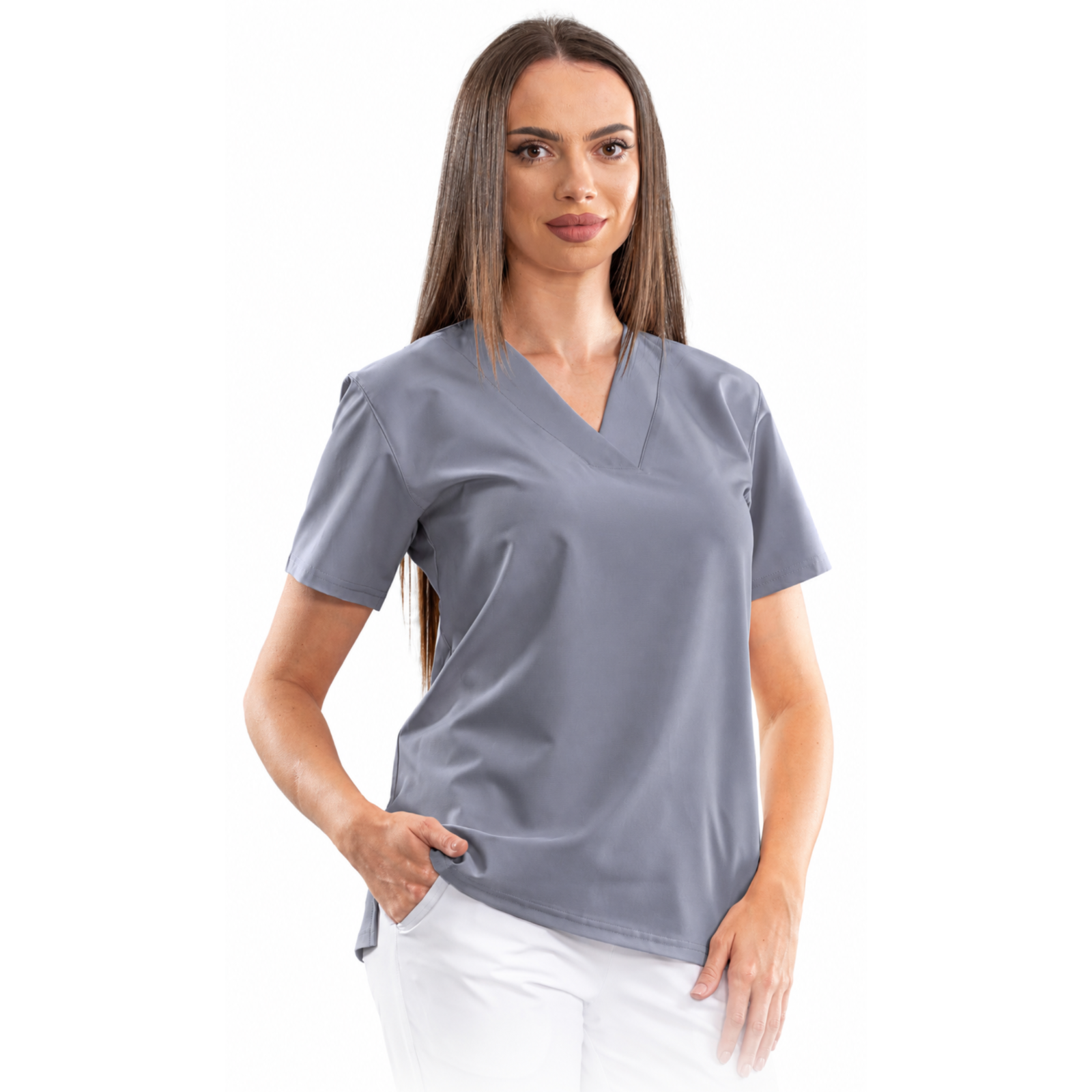 Women’s Relax Fit medical blouse with a deep V-neck