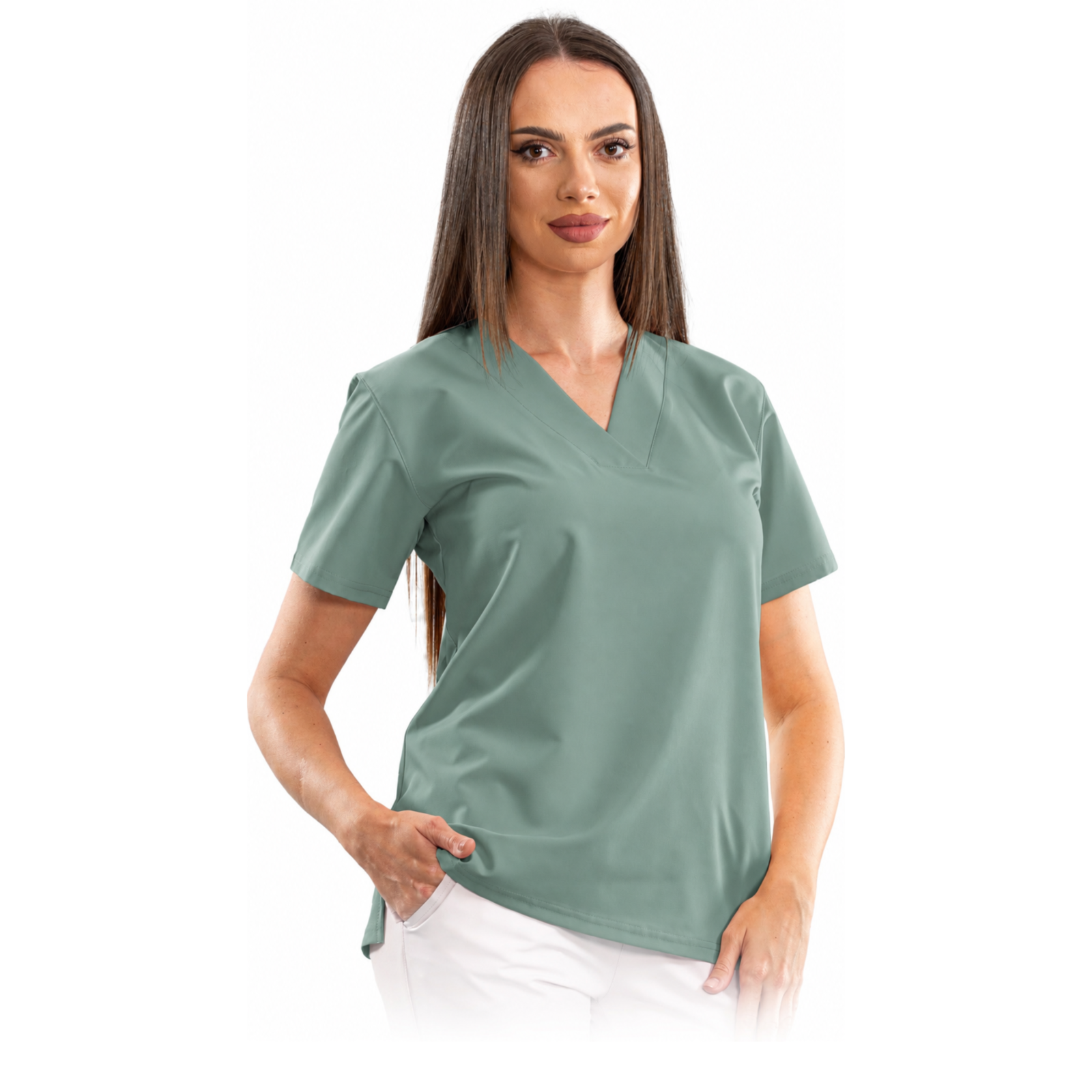 Women’s Relax Fit medical blouse with a deep V-neck