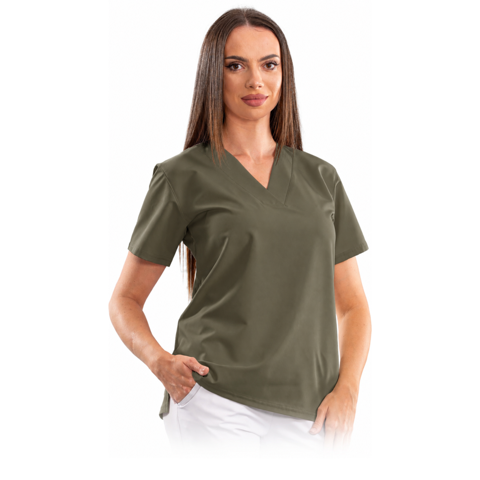 Women’s Relax Fit medical blouse with a deep V-neck