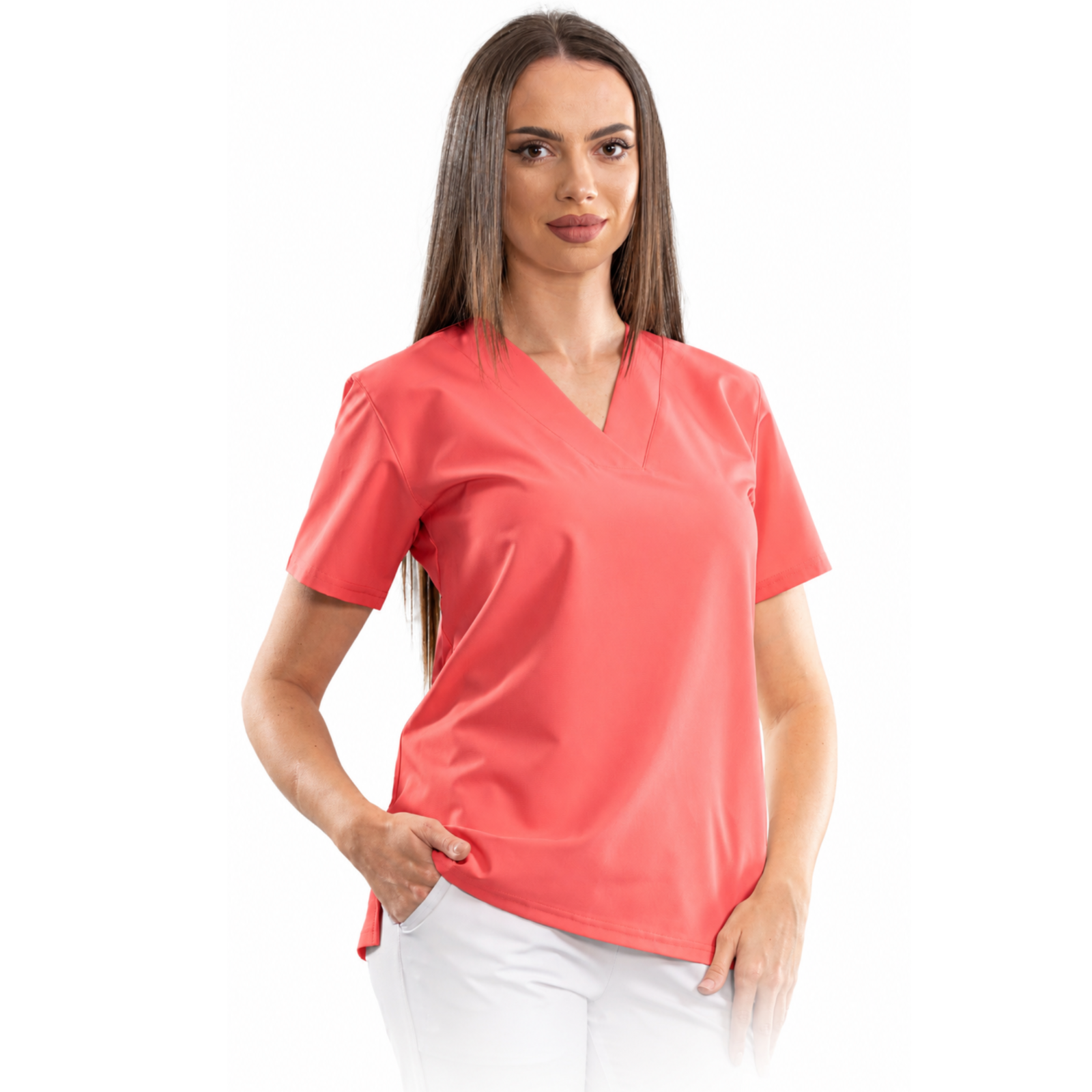 Women’s Relax Fit medical blouse with a deep V-neck