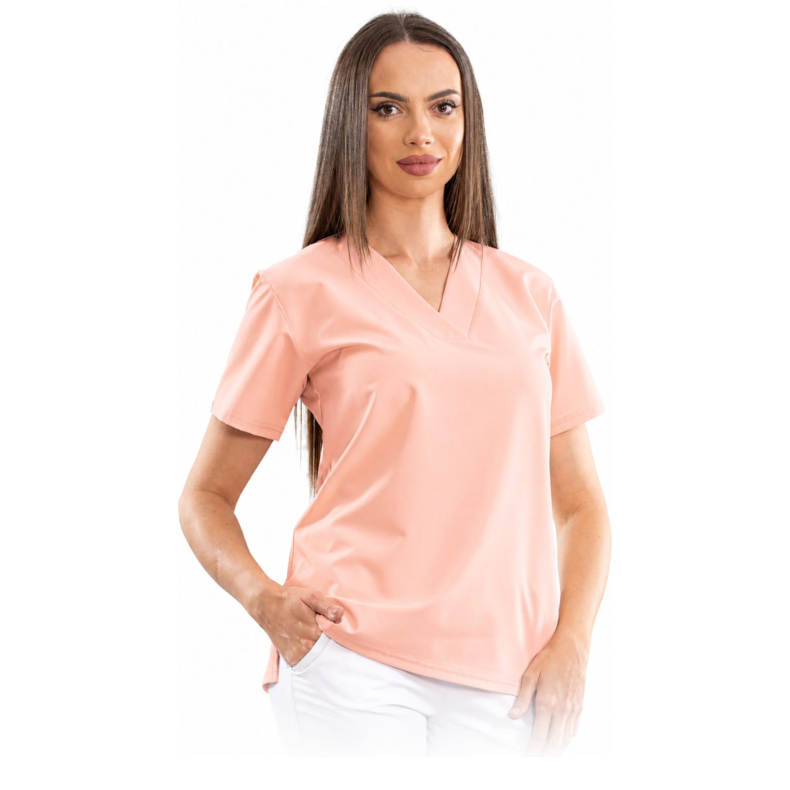 Women’s Relax Fit medical blouse with a deep V-neck