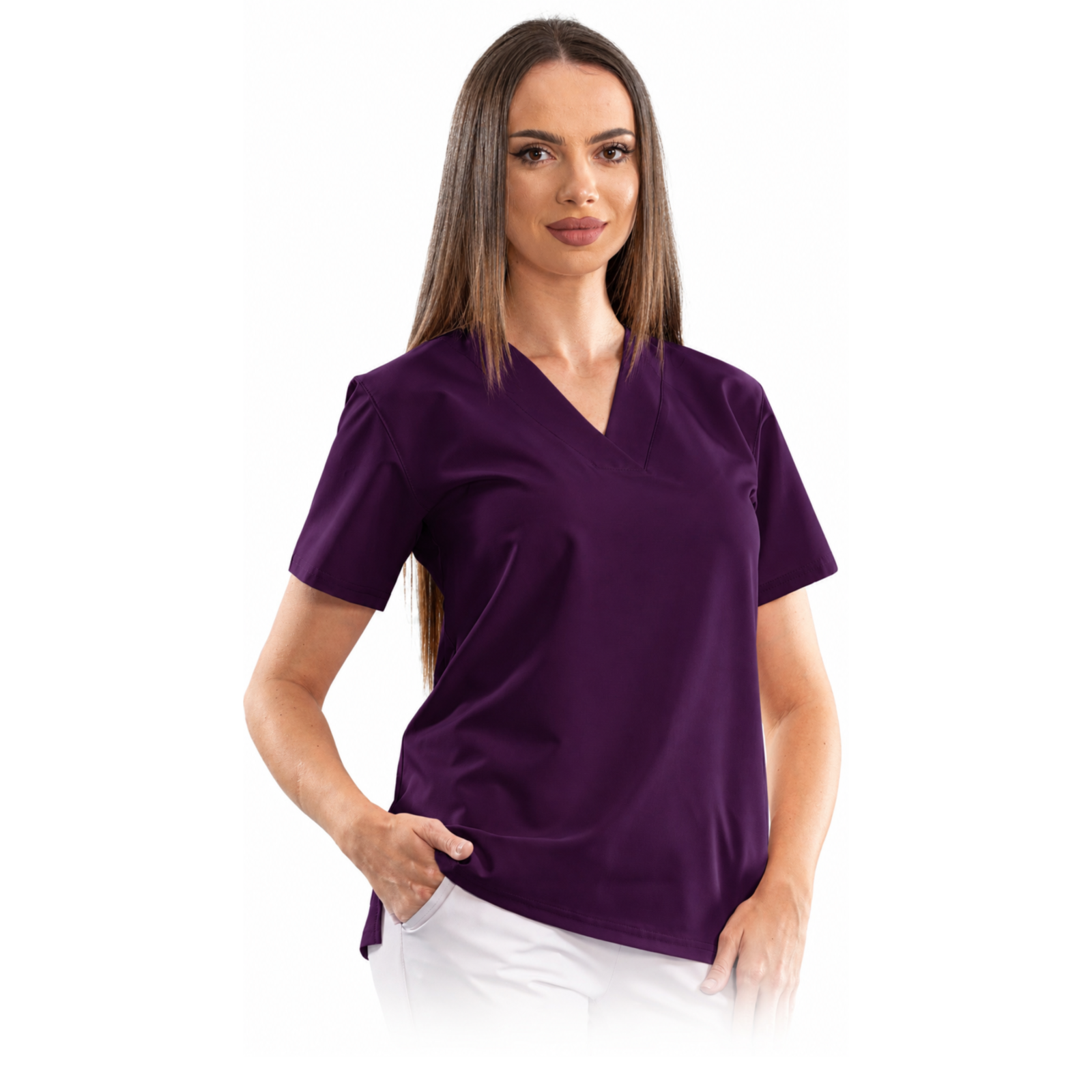 Women’s Relax Fit medical blouse with a deep V-neck