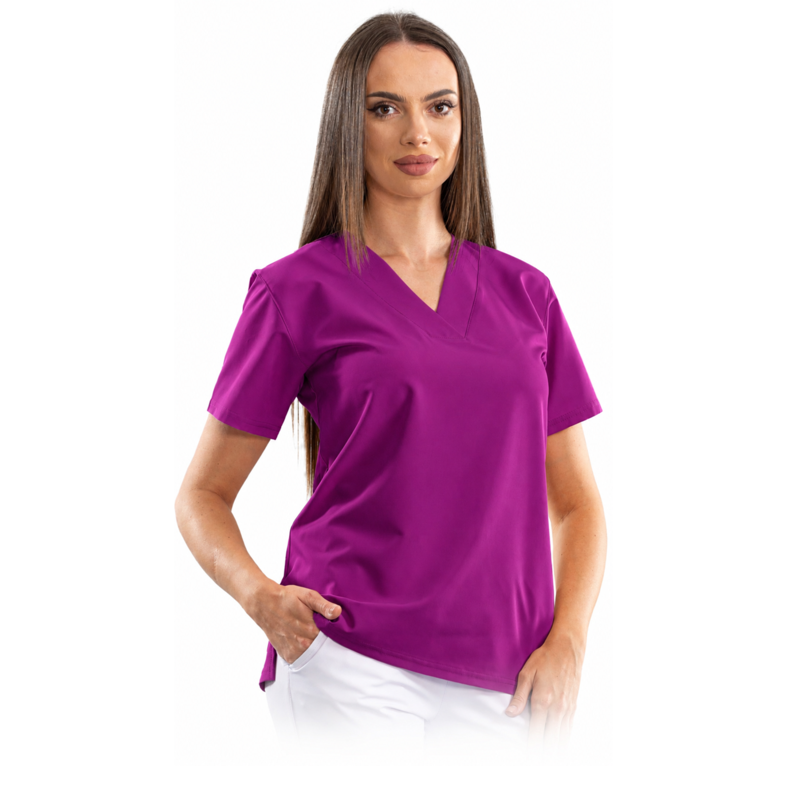 Women’s Relax Fit medical blouse with a deep V-neck