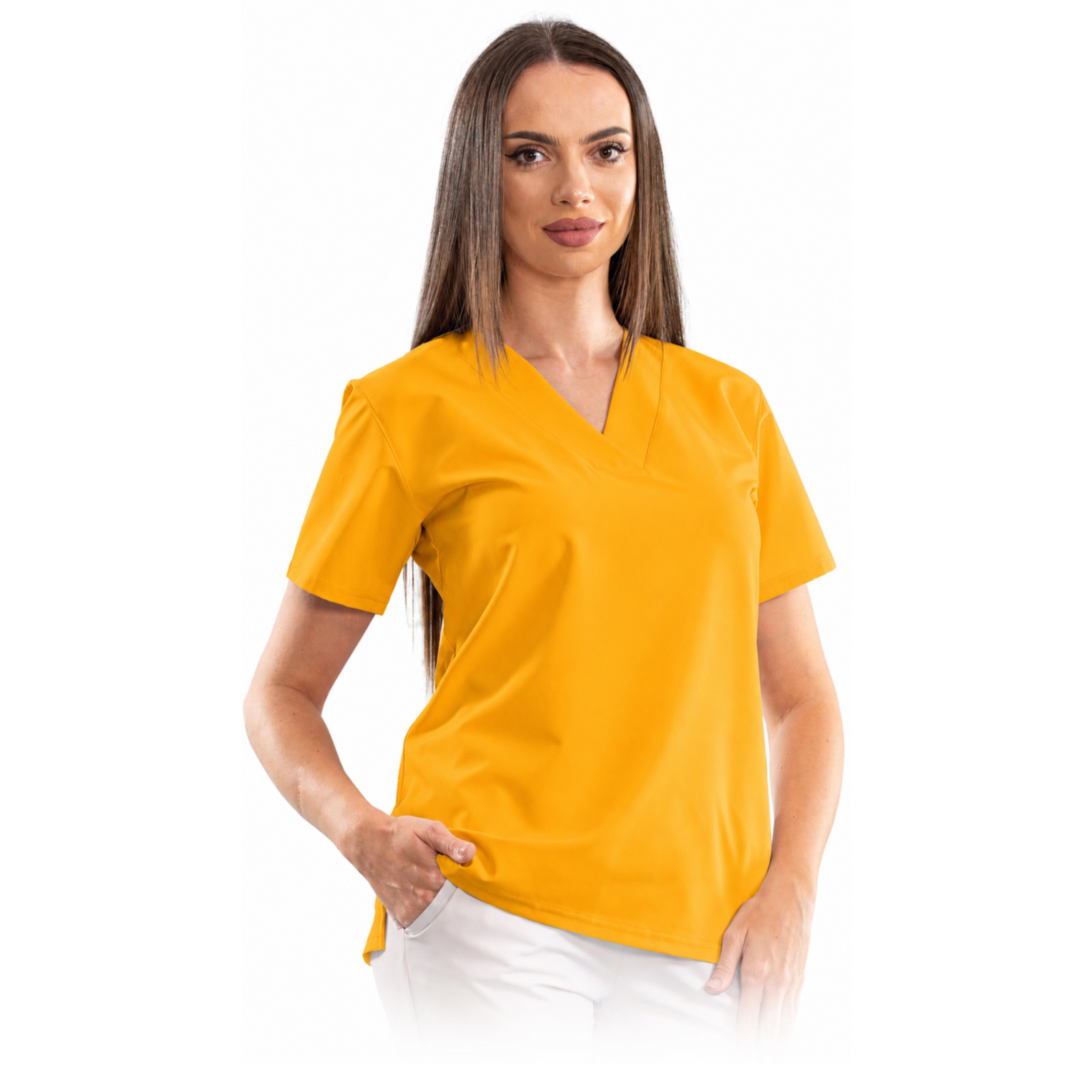Women’s Relax Fit medical blouse with a deep V-neck