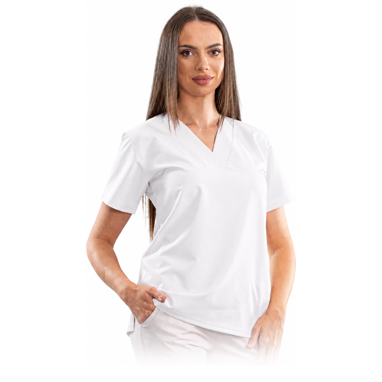 Women’s Relax Fit medical blouse with a deep V-neck