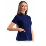 Executive women’s medical blouse with mandarin collar