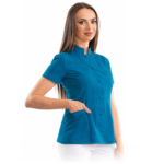 Executive women’s medical blouse with mandarin collar