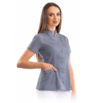 Executive women’s medical blouse with mandarin collar