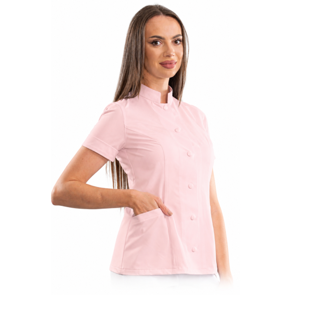 Executive women’s medical blouse with mandarin collar