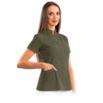 Executive women’s medical blouse with mandarin collar