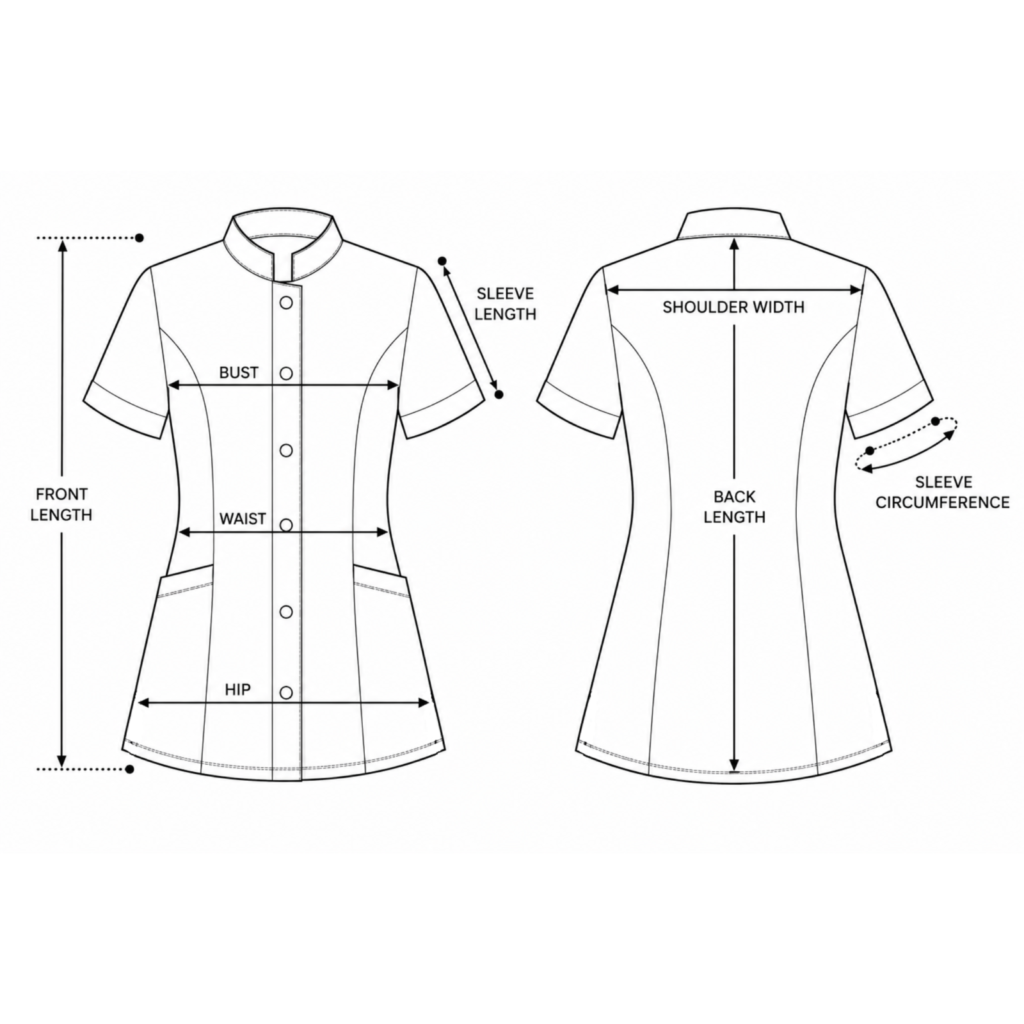 Executive women’s medical blouse with mandarin collar