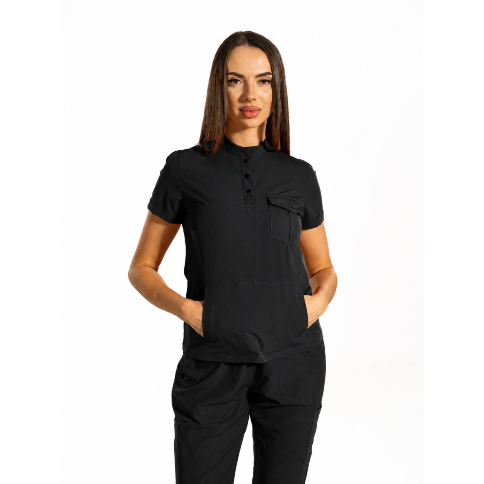 Urban Cargo women’s medical blouse with mandarin collar and secure pockets