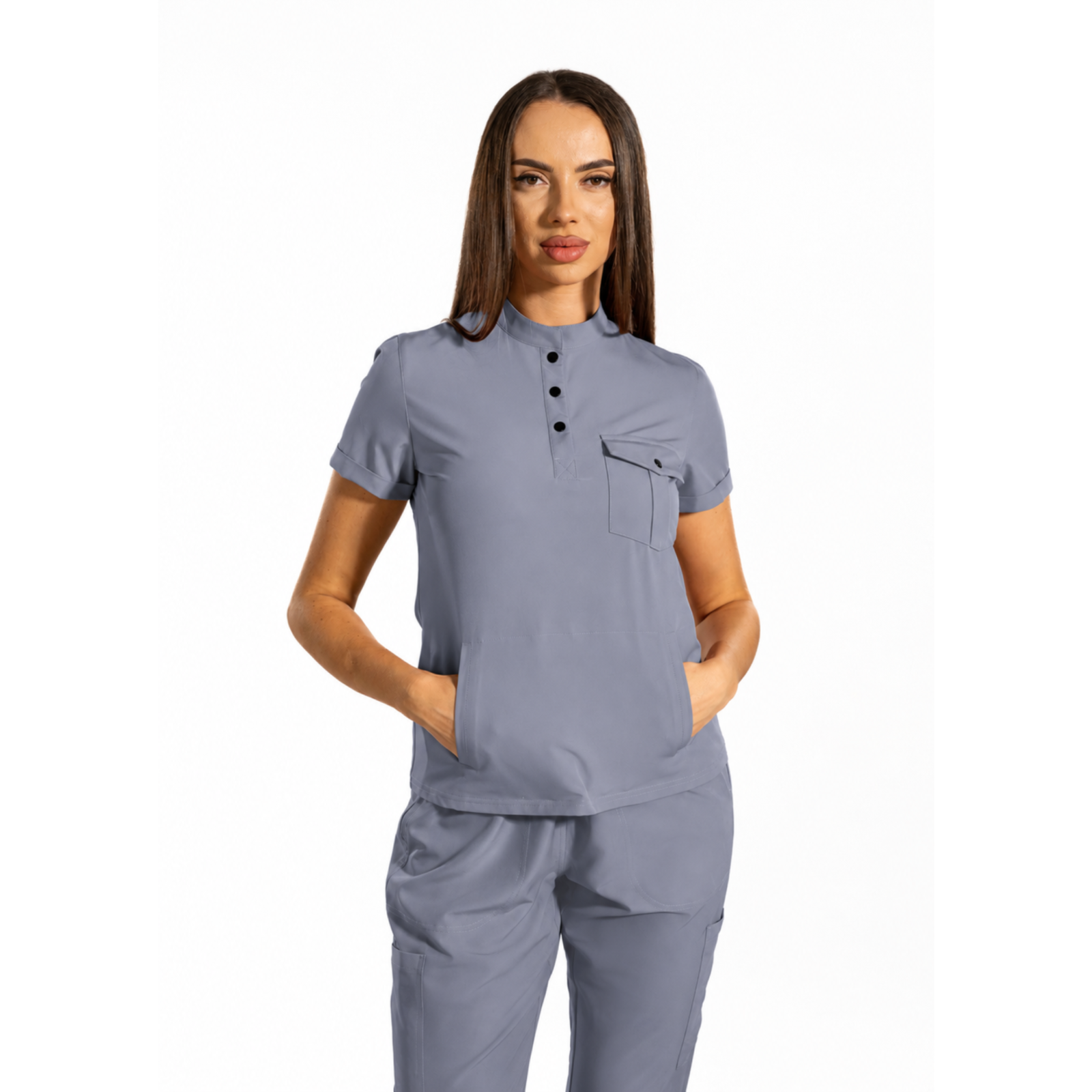 Urban Cargo women’s medical blouse with mandarin collar and secure pockets