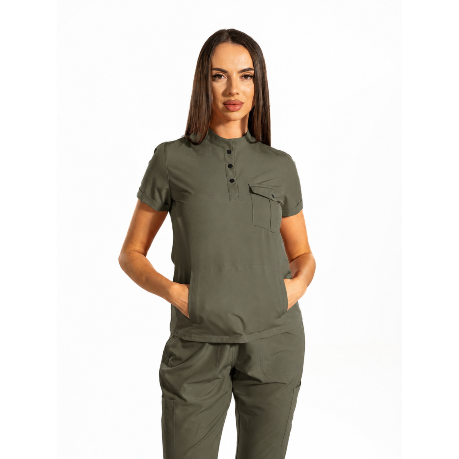 Urban Cargo women’s medical blouse with mandarin collar and secure pockets