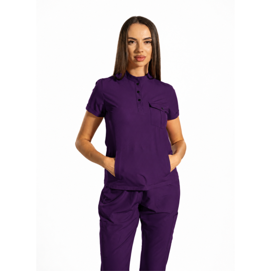 Urban Cargo women’s medical blouse with mandarin collar and secure pockets
