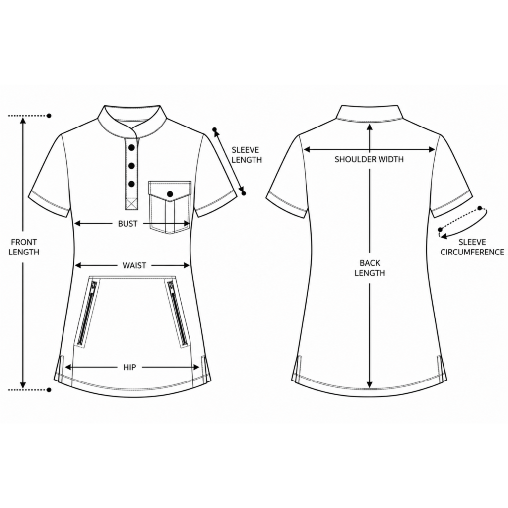 Urban Cargo women’s medical blouse with mandarin collar and secure pockets