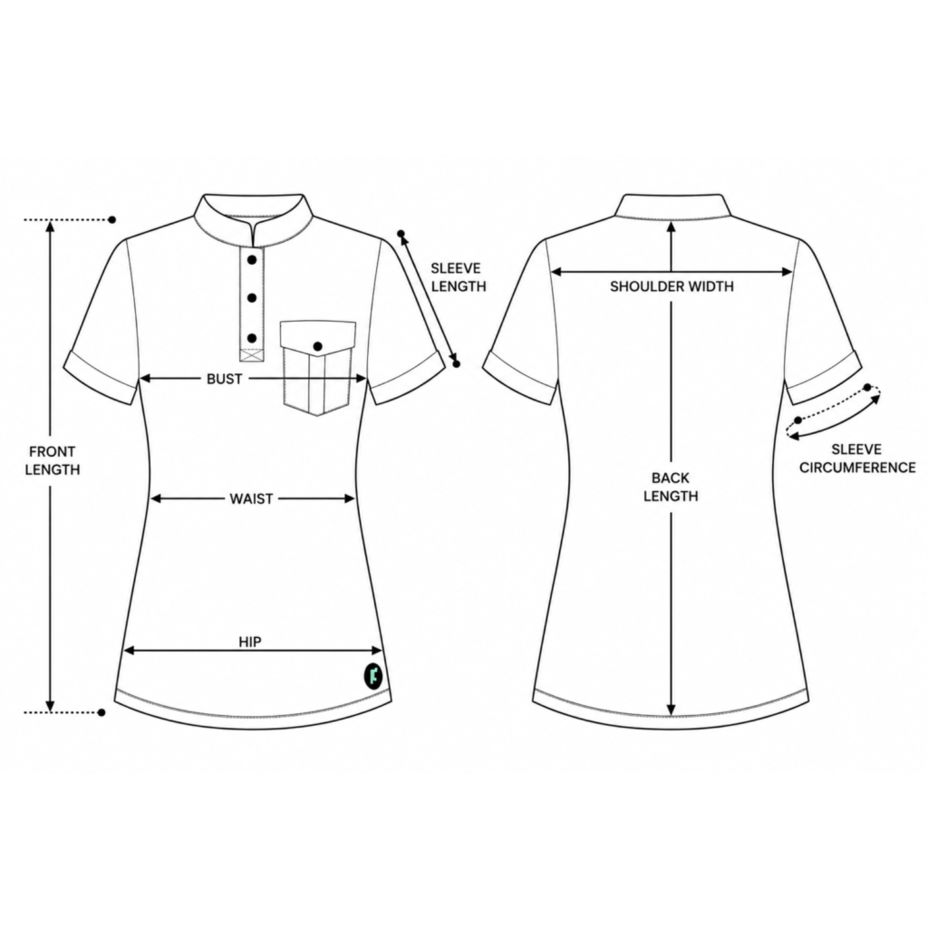 Urban Style women’s medical blouse with mandarin collar