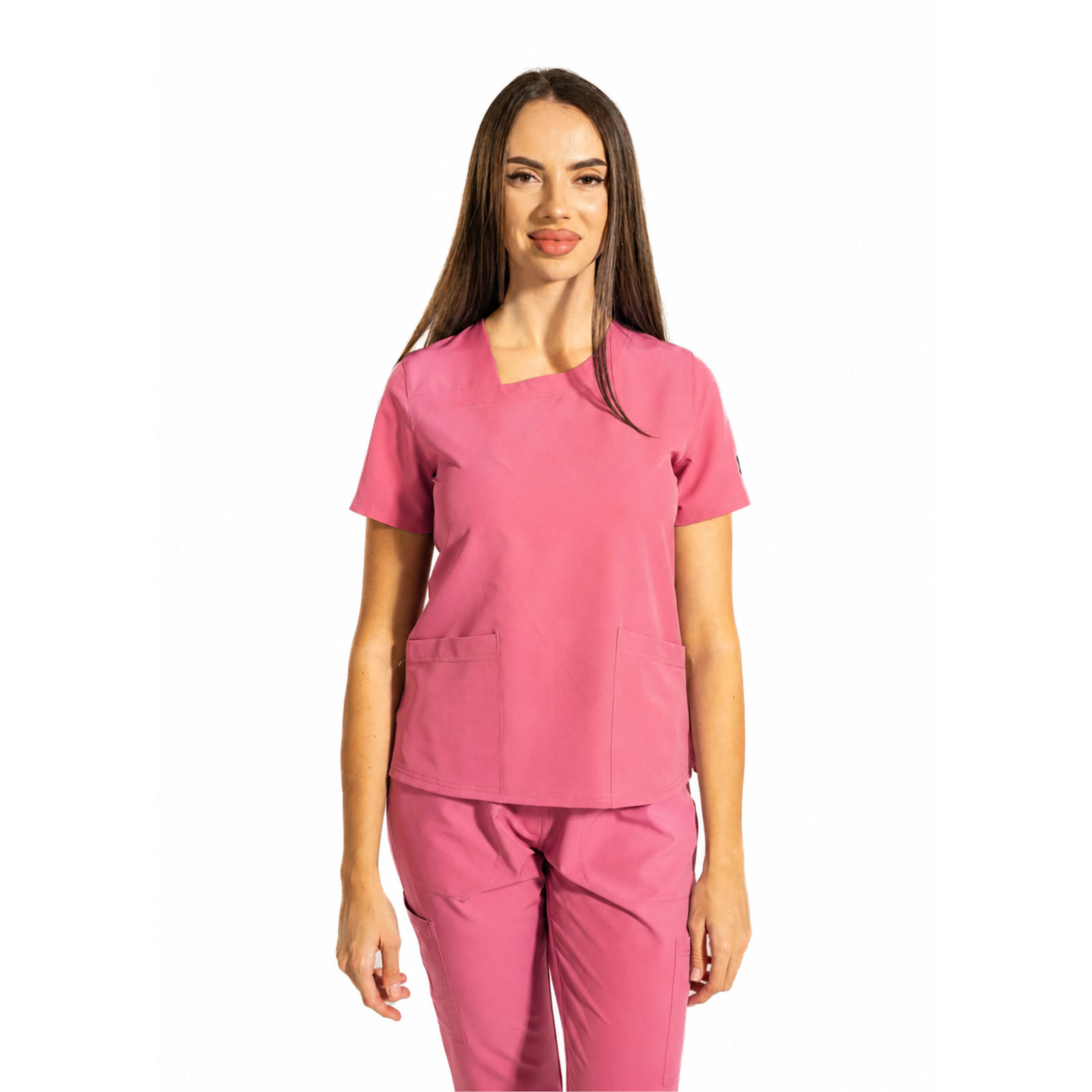 Dynamic Shift women’s medical blouse with asymmetrical neckline