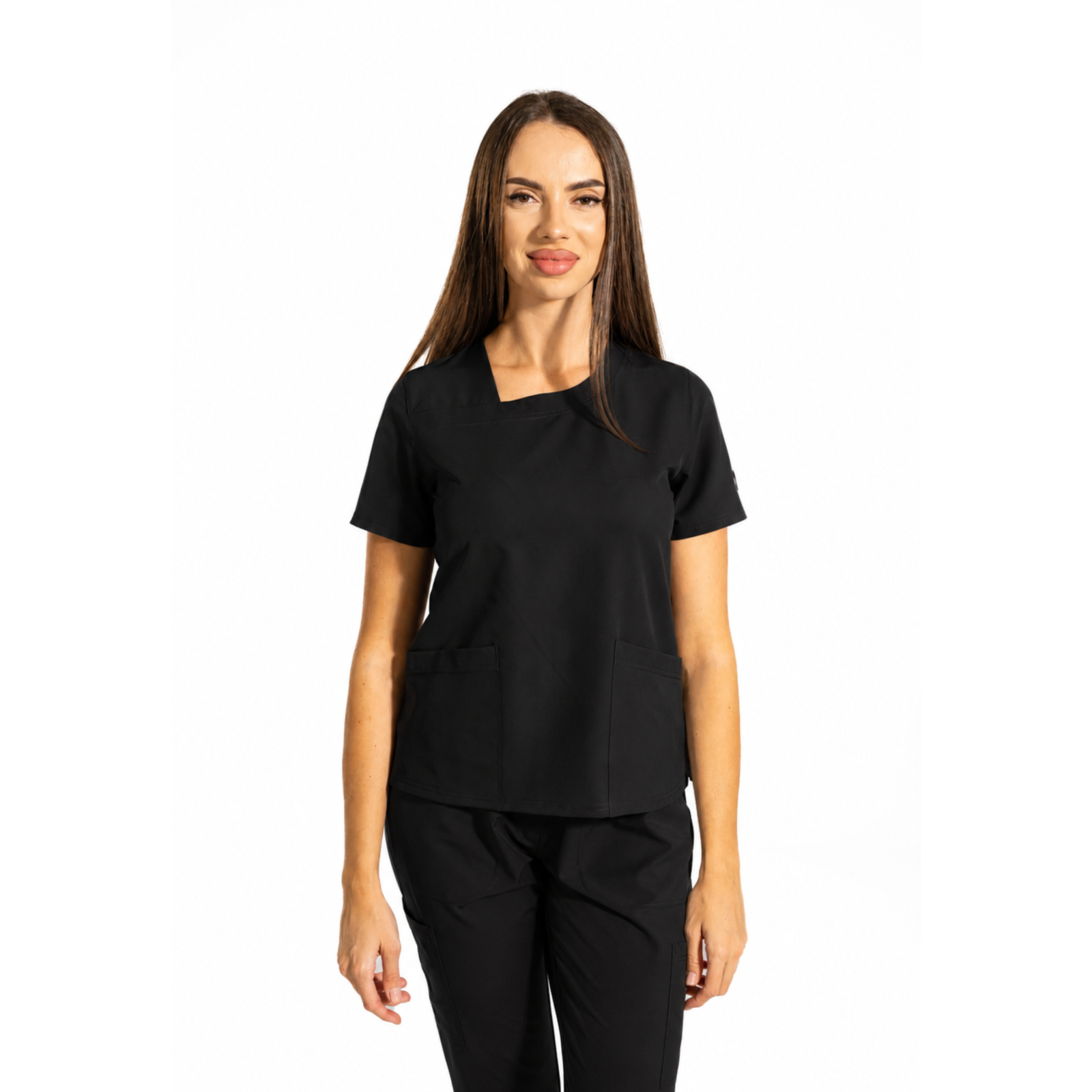 Dynamic Shift women’s medical blouse with asymmetrical neckline