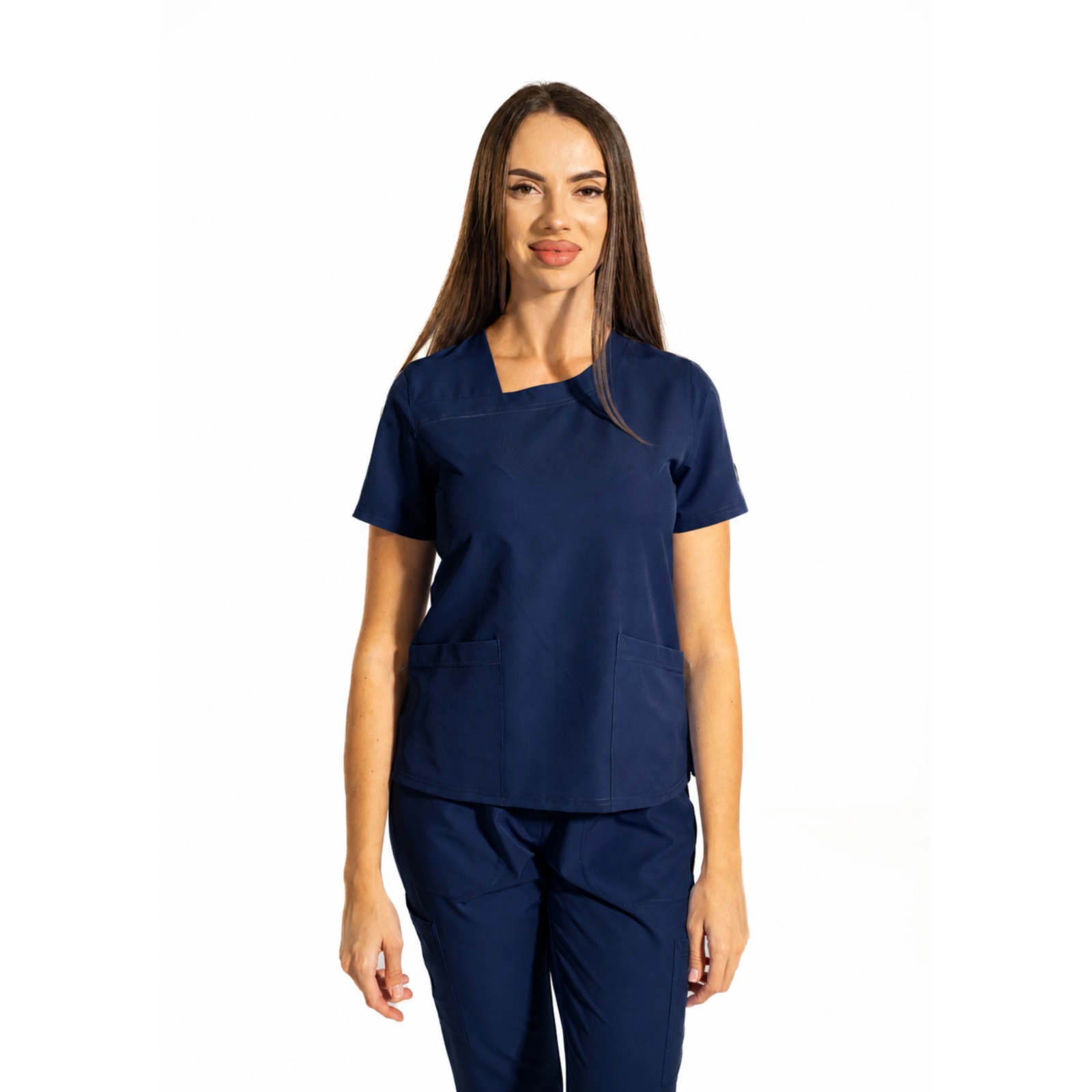 Dynamic Shift women’s medical blouse with asymmetrical neckline