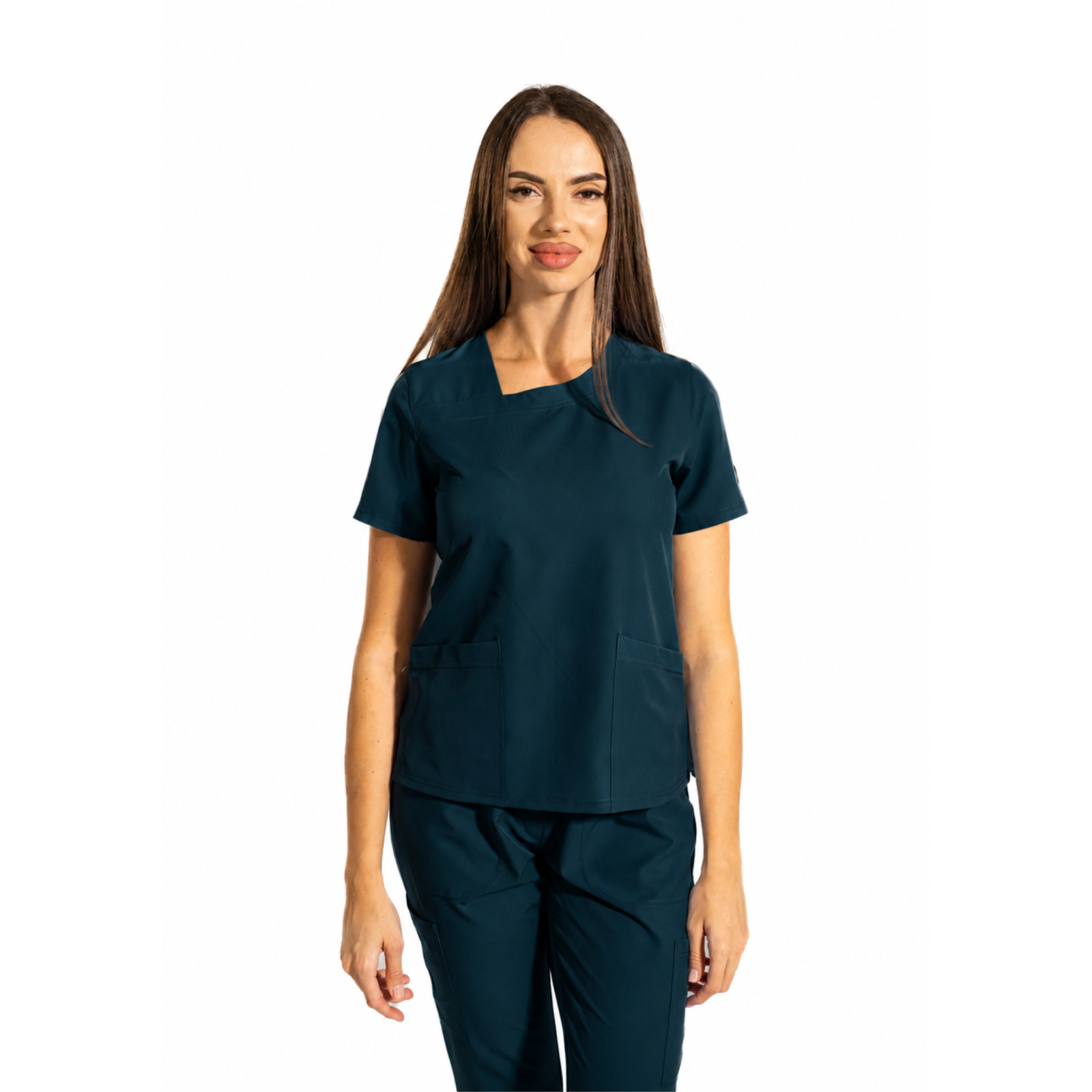 Dynamic Shift women’s medical blouse with asymmetrical neckline