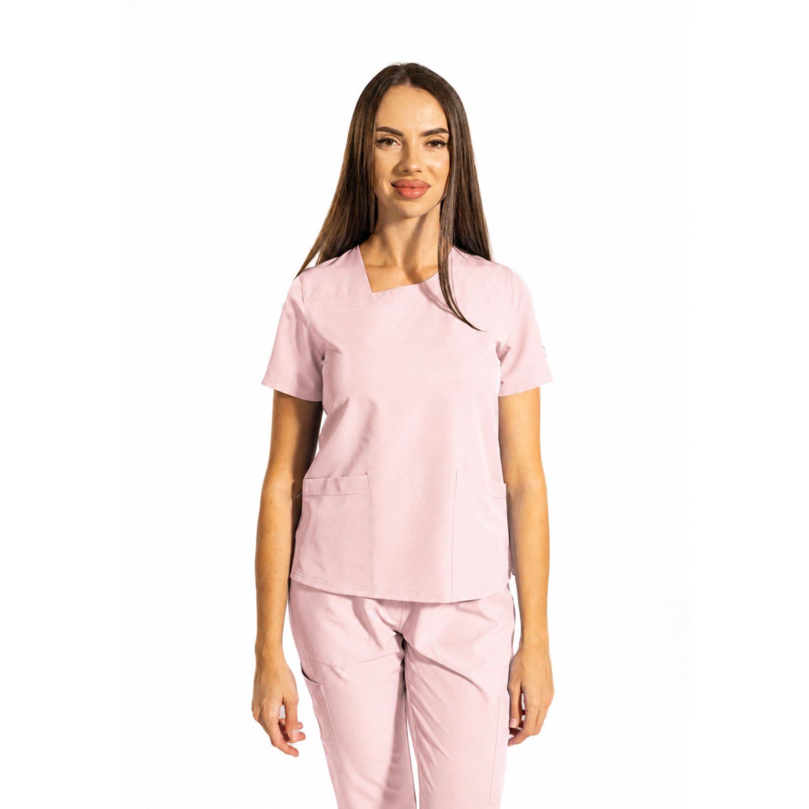 Dynamic Shift women’s medical blouse with asymmetrical neckline