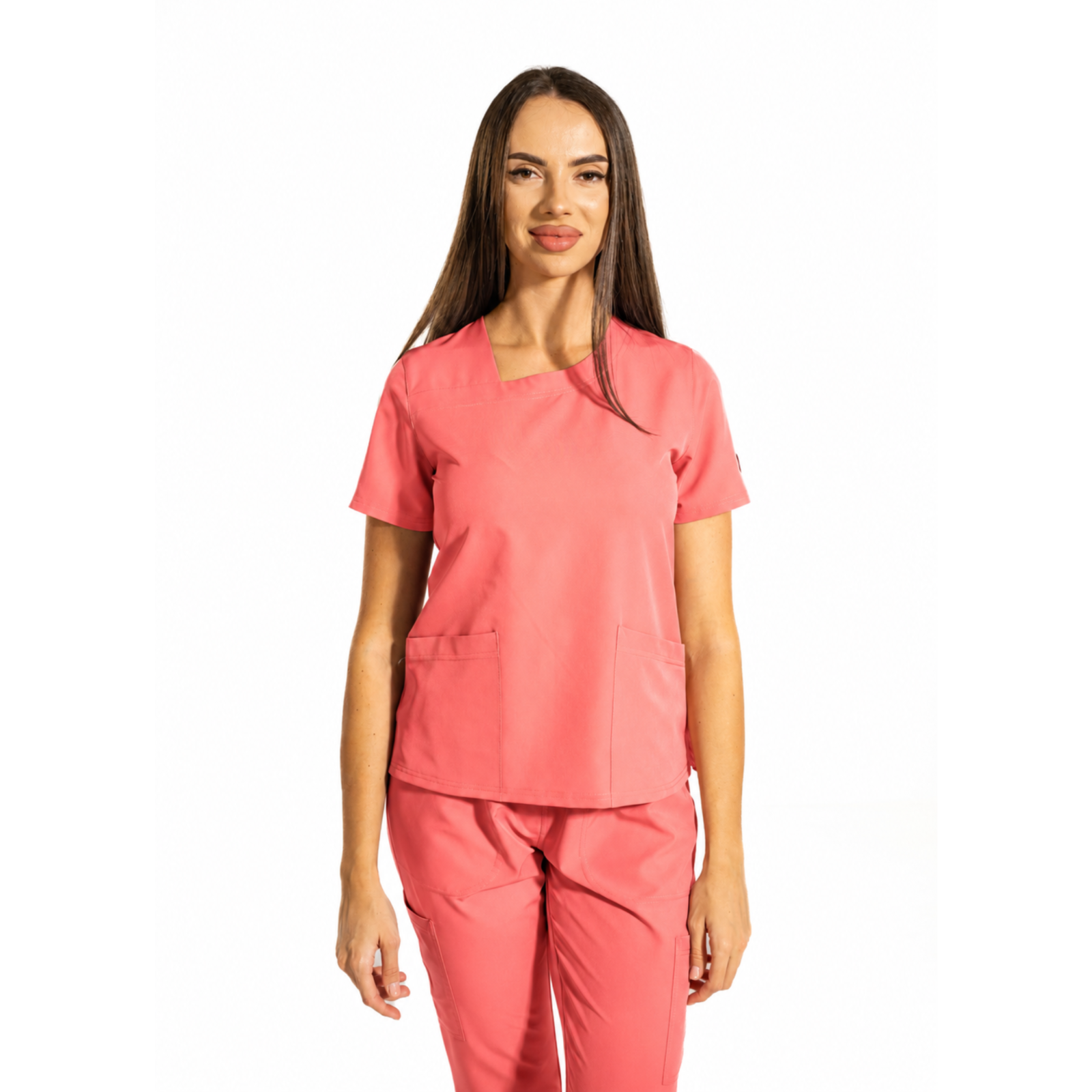 Dynamic Shift women’s medical blouse with asymmetrical neckline