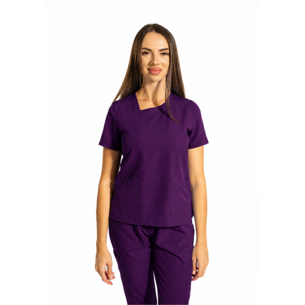 Dynamic Shift women’s medical blouse with asymmetrical neckline